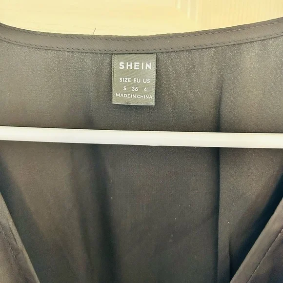 Classic Black Dress Size S | Elegant Sleek Long Sleeve V Cross Front NWOT - Picture 4 of 4